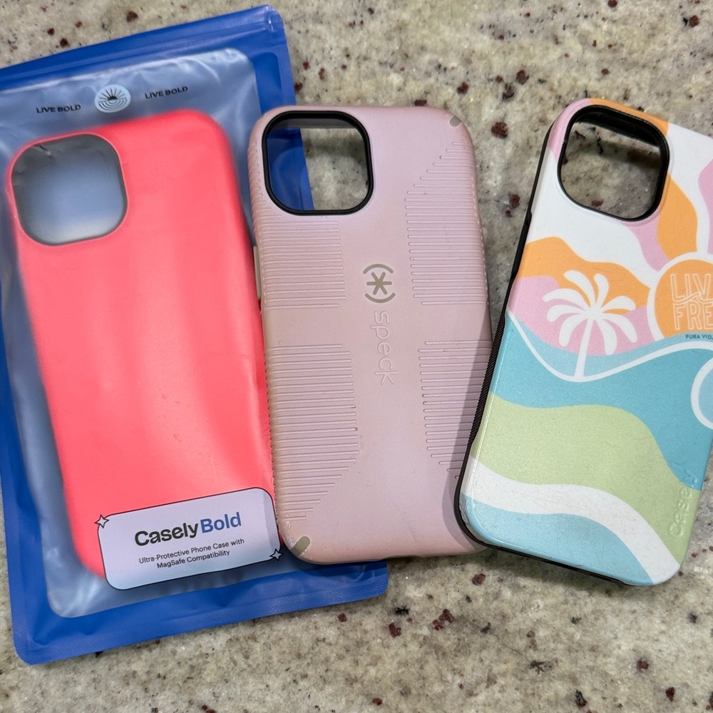 Speck Pink and Multicolor Phone Cases